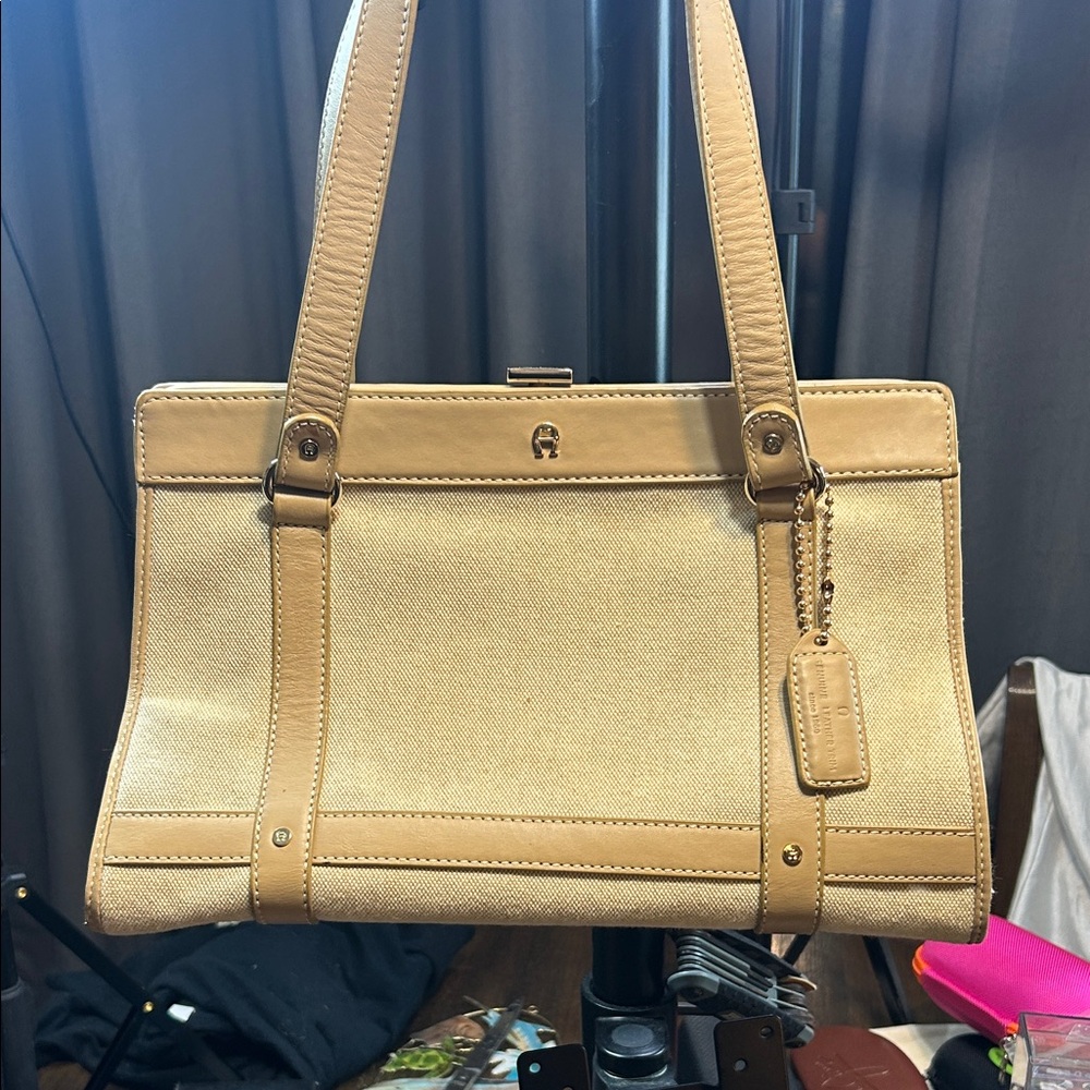 Etienne Aigner Beige and Tan Shoulder Bag